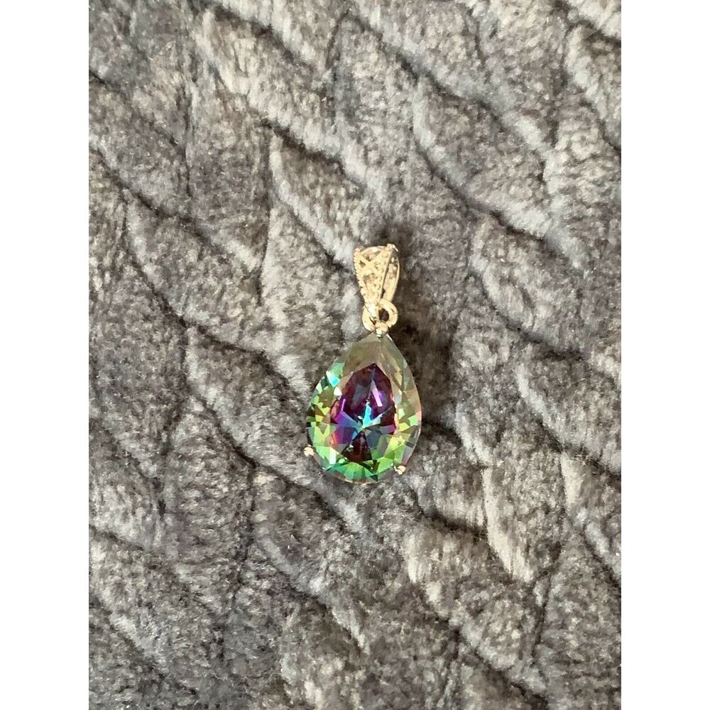 Fire Mystic Topaz Pear Dangle Pendant Only NEW‎ - Picture 3 of 3